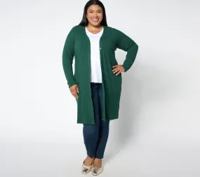 Susan Graver Regular Sweater Rib Knit Button-Front Duster Cardigan