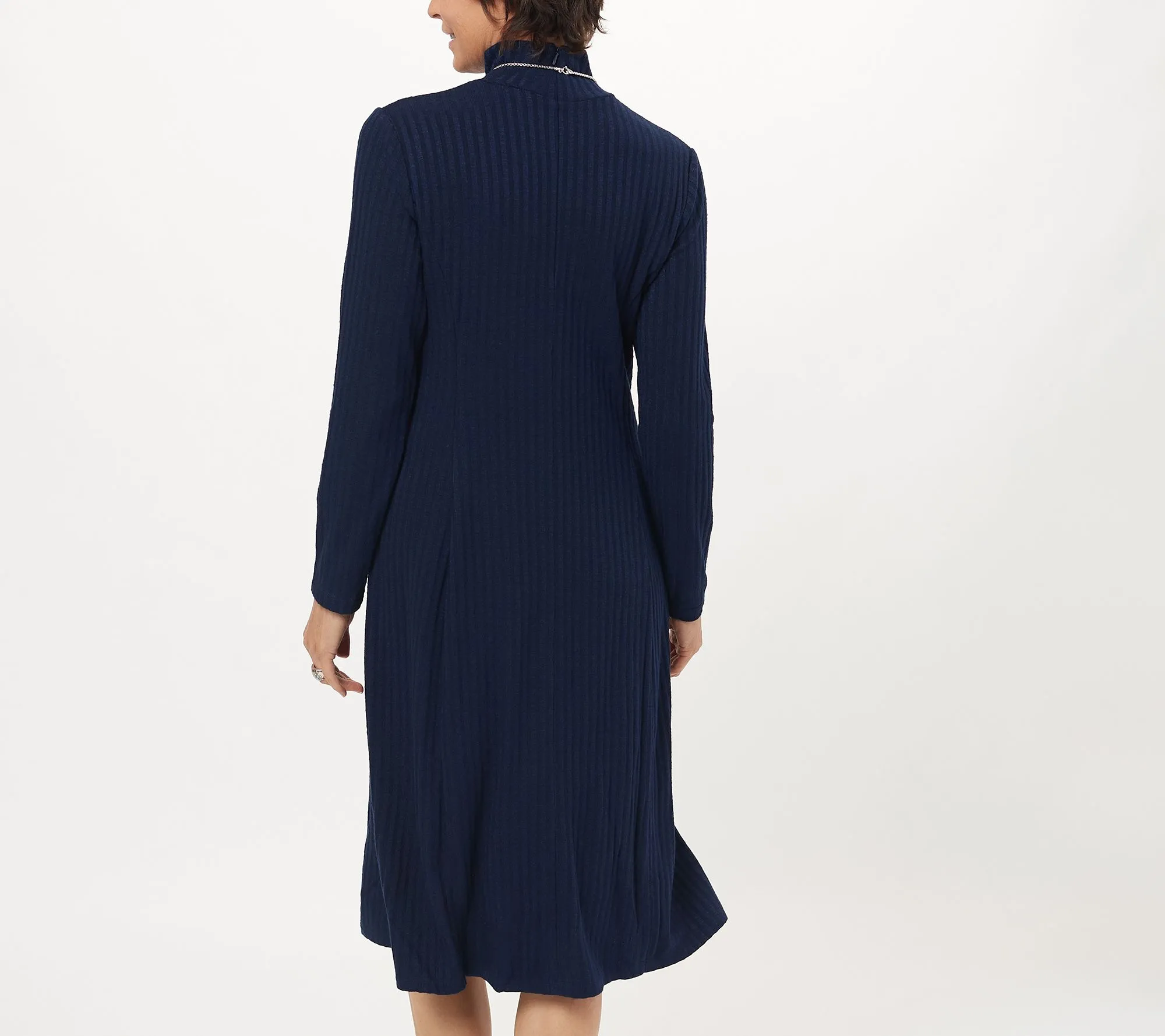 Susan Graver Regular Sweater Rib Knit Mock-Neck Midi Dress