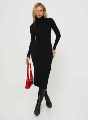 Sydella Black Long Sleeve Maxi Dress.