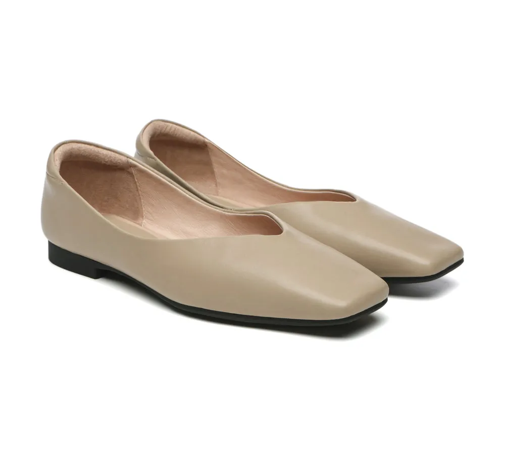 TARRAMARRA Square Toe Leather Ballet Flats for Women - Libera