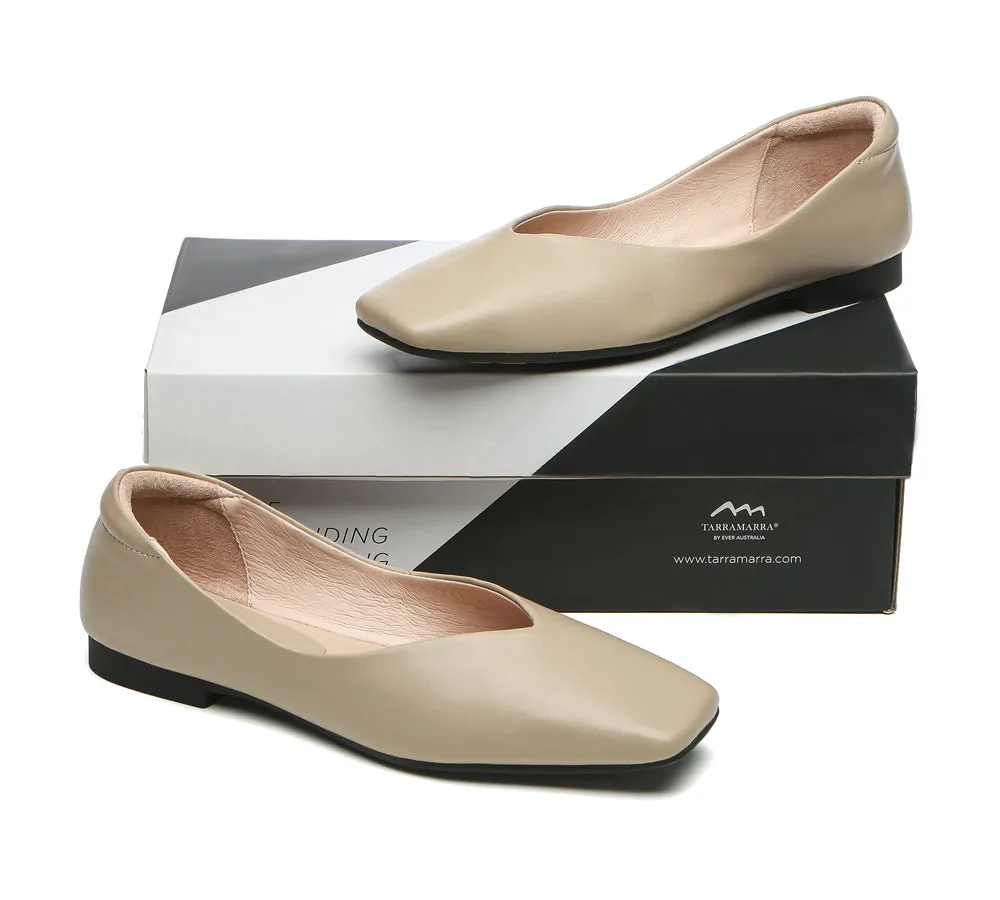 TARRAMARRA Square Toe Leather Ballet Flats for Women - Libera