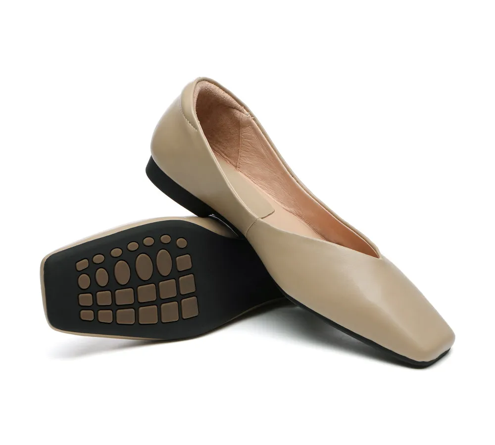 TARRAMARRA Square Toe Leather Ballet Flats for Women - Libera