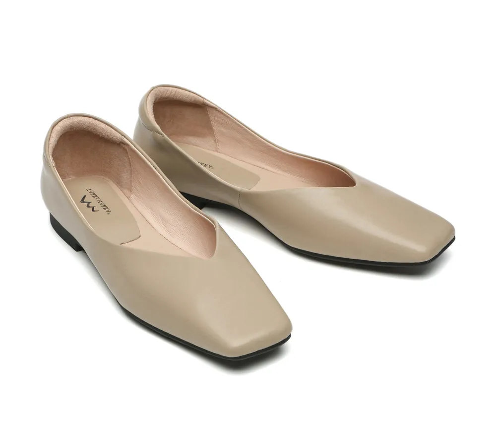 TARRAMARRA Square Toe Leather Ballet Flats for Women - Libera