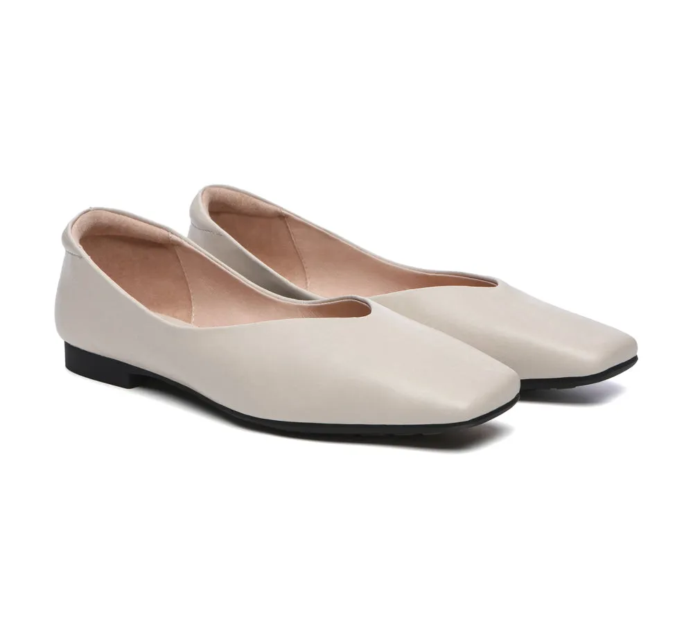 TARRAMARRA Square Toe Leather Ballet Flats for Women - Libera