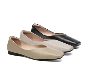 TARRAMARRA Square Toe Leather Ballet Flats for Women - Libera