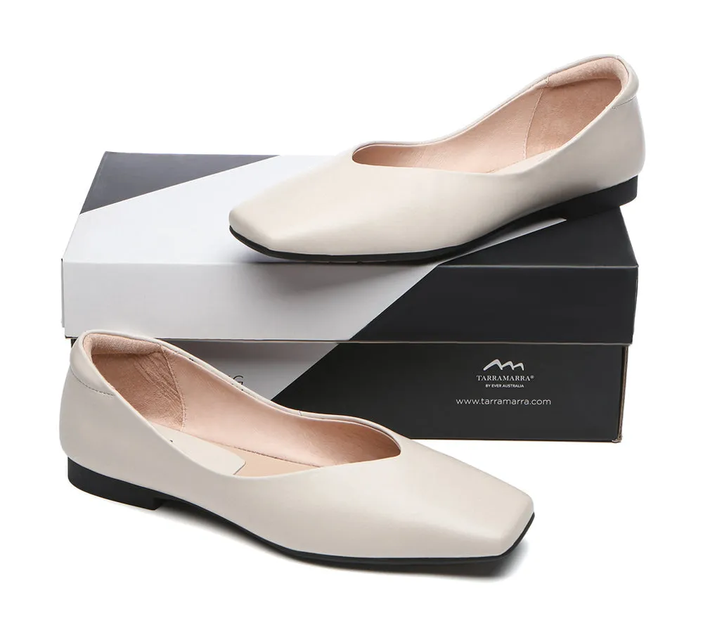 TARRAMARRA Square Toe Leather Ballet Flats for Women - Libera