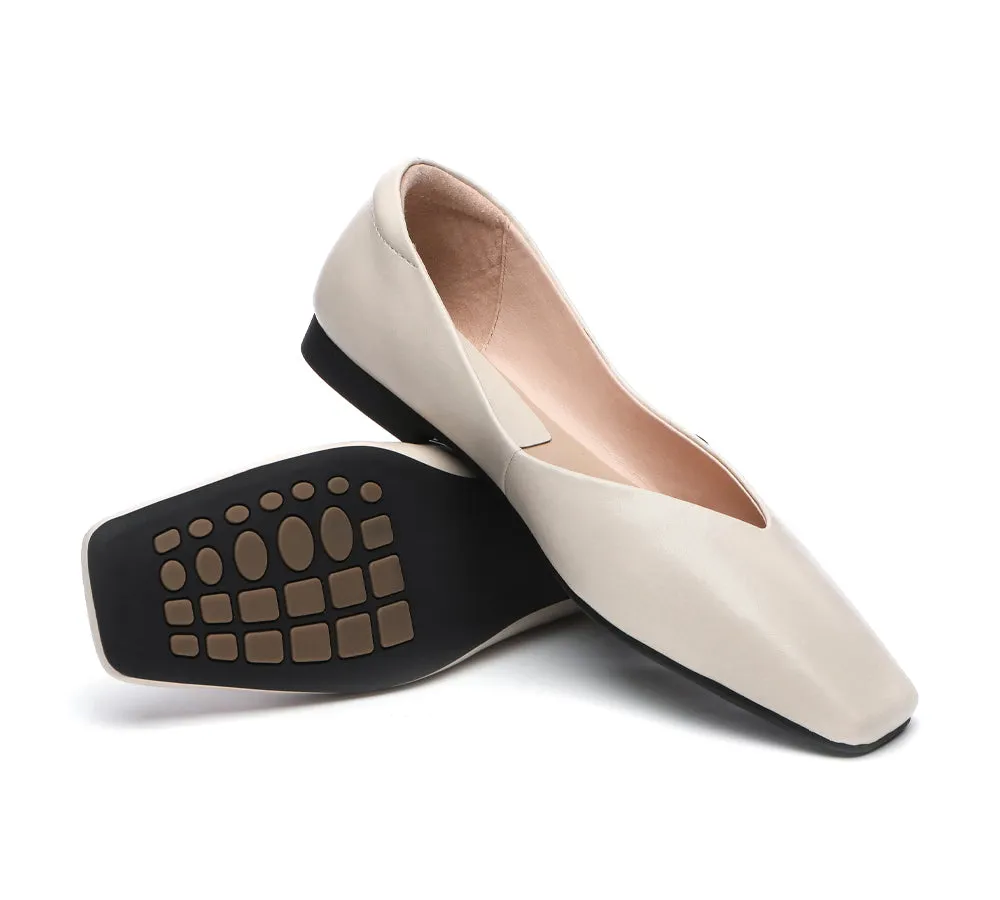 TARRAMARRA Square Toe Leather Ballet Flats for Women - Libera