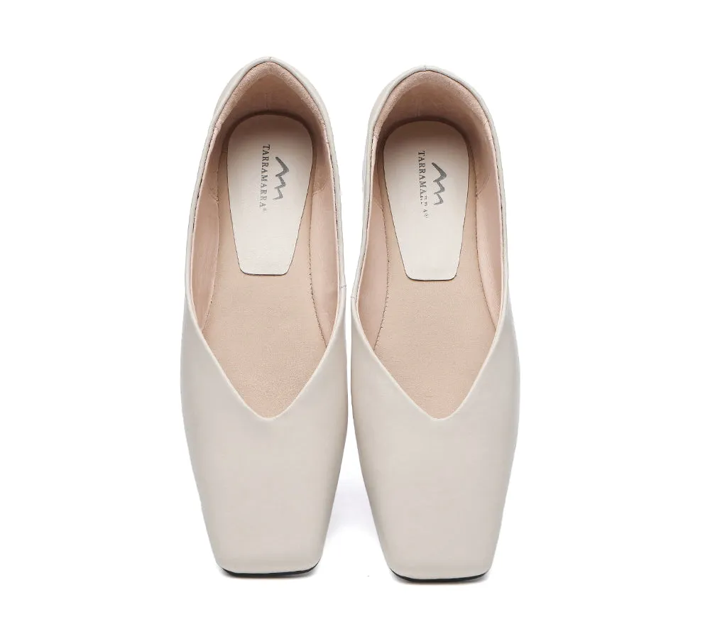 TARRAMARRA Square Toe Leather Ballet Flats for Women - Libera