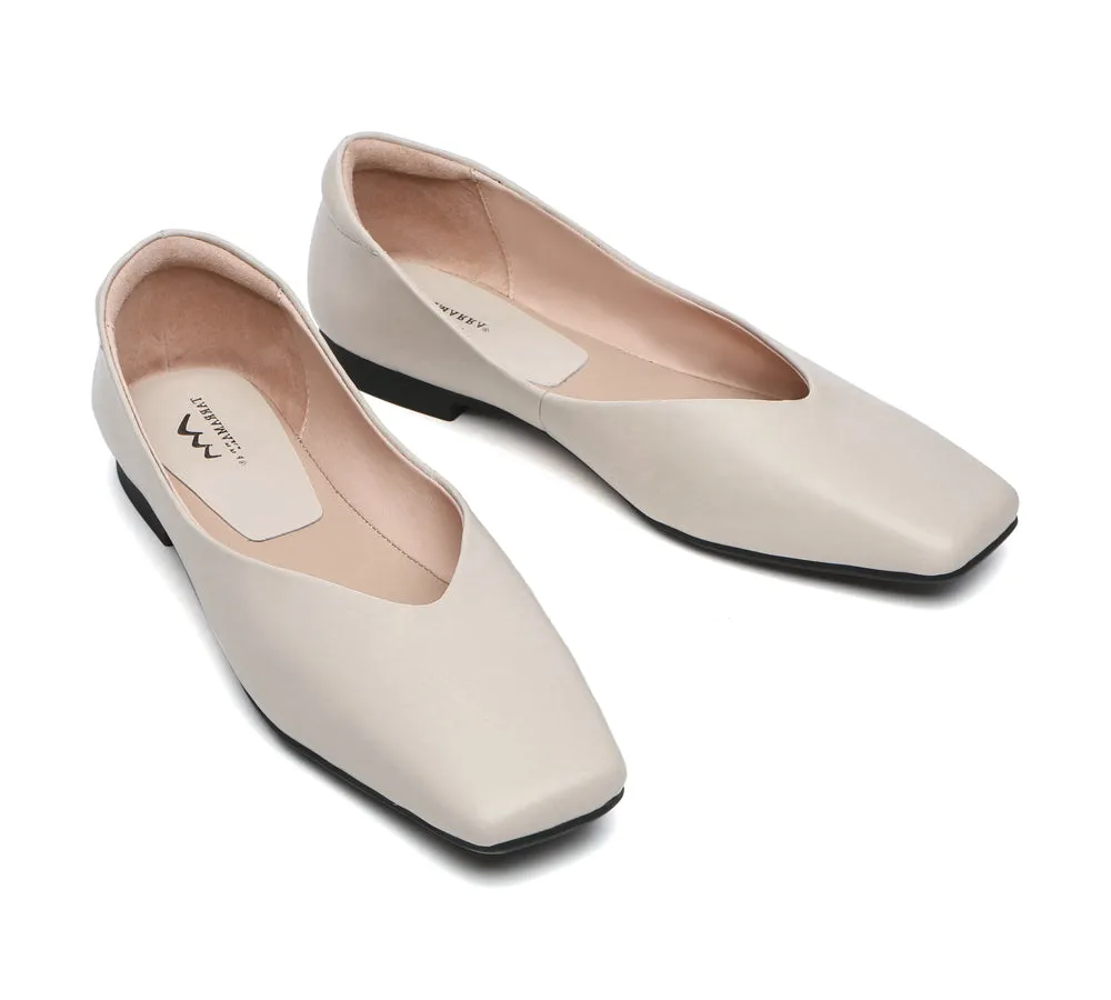 TARRAMARRA Square Toe Leather Ballet Flats for Women - Libera