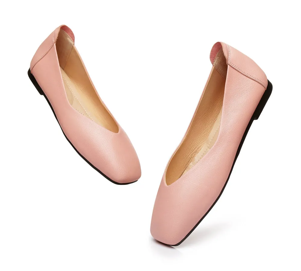 TARRAMARRA Square Toe Leather Ballet Flats Women Linda