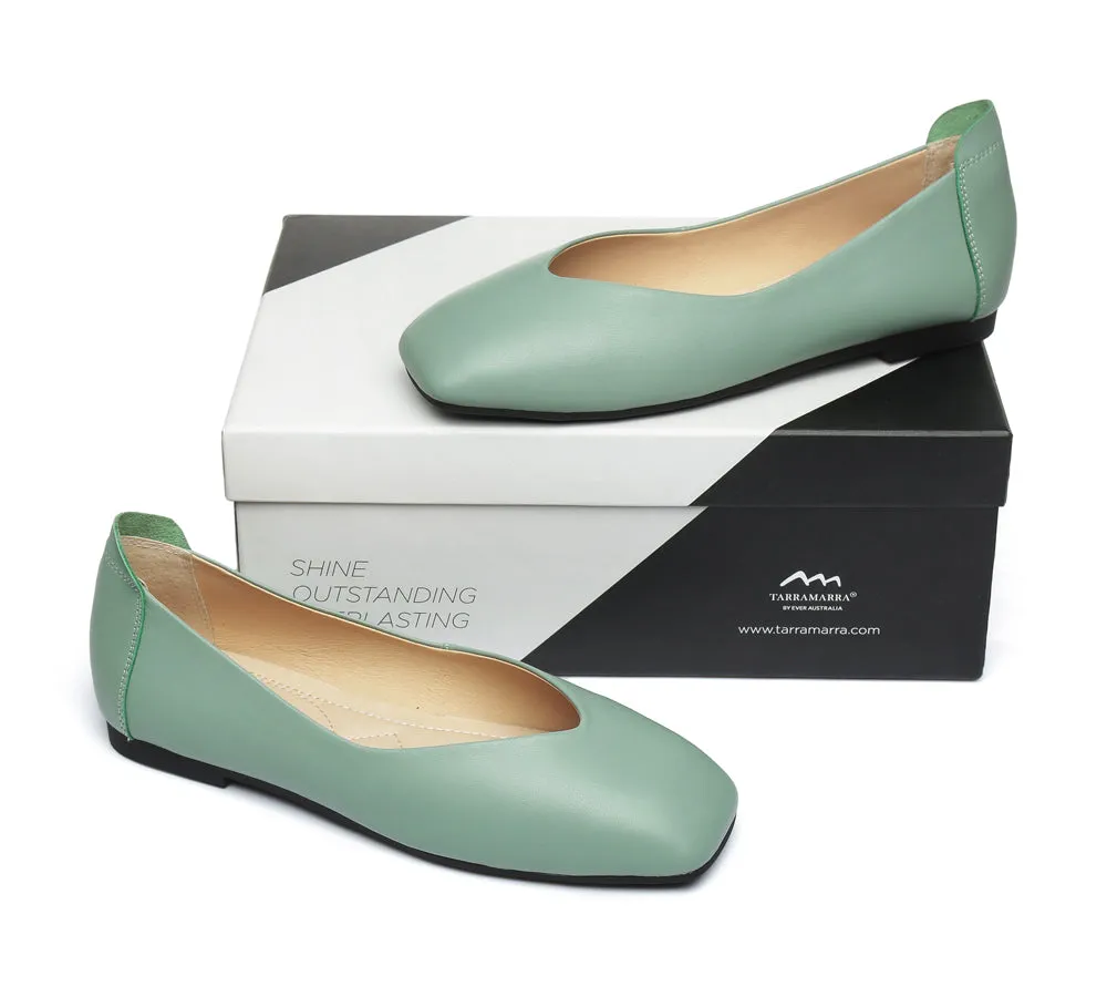 TARRAMARRA Square Toe Leather Ballet Flats Women Linda