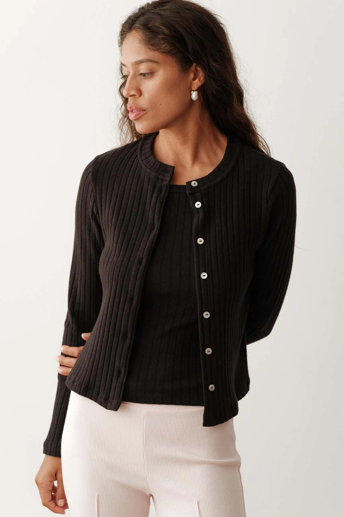 The Sweater Rib Cardi - Jet