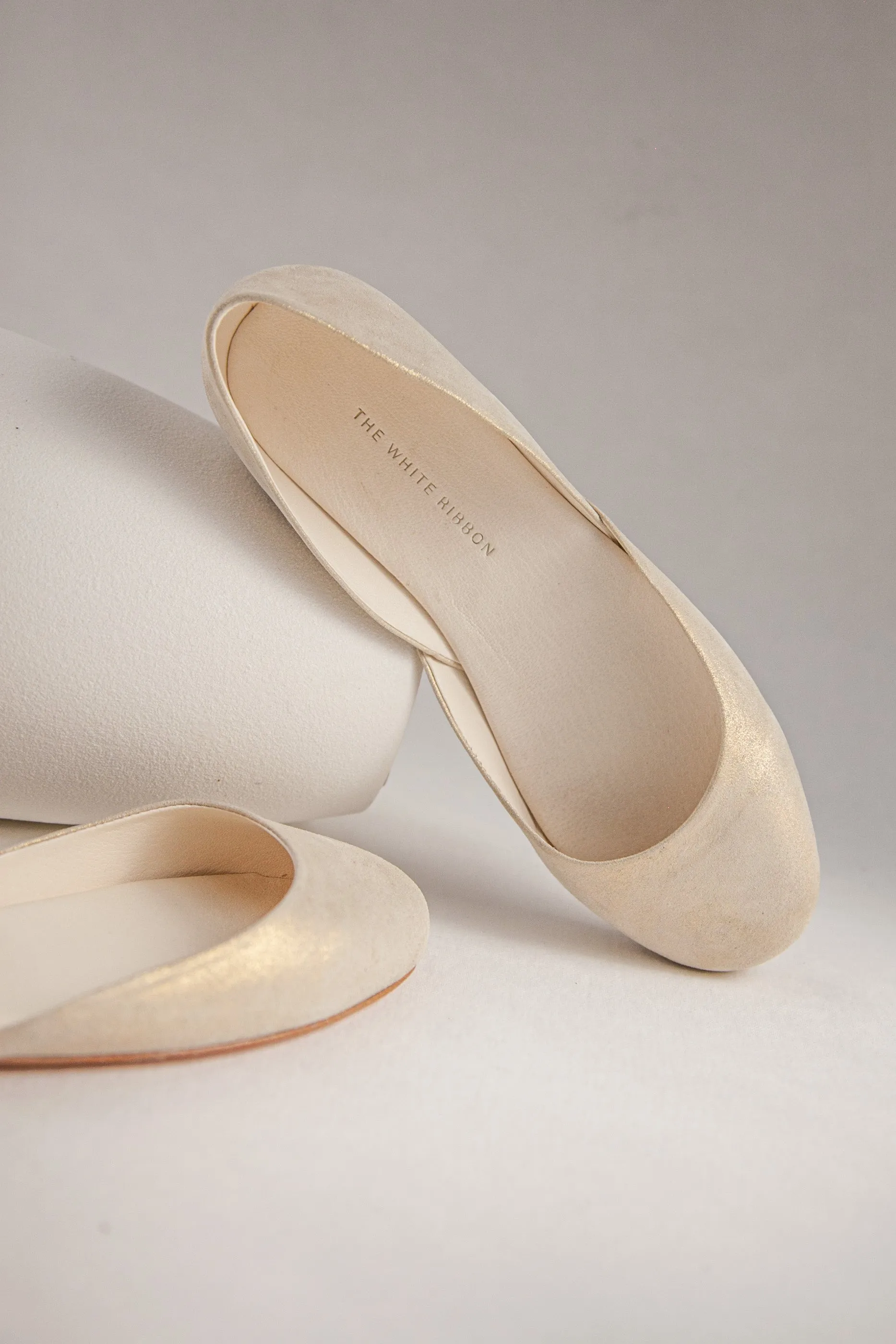 Thea White Gold Ballet Flats