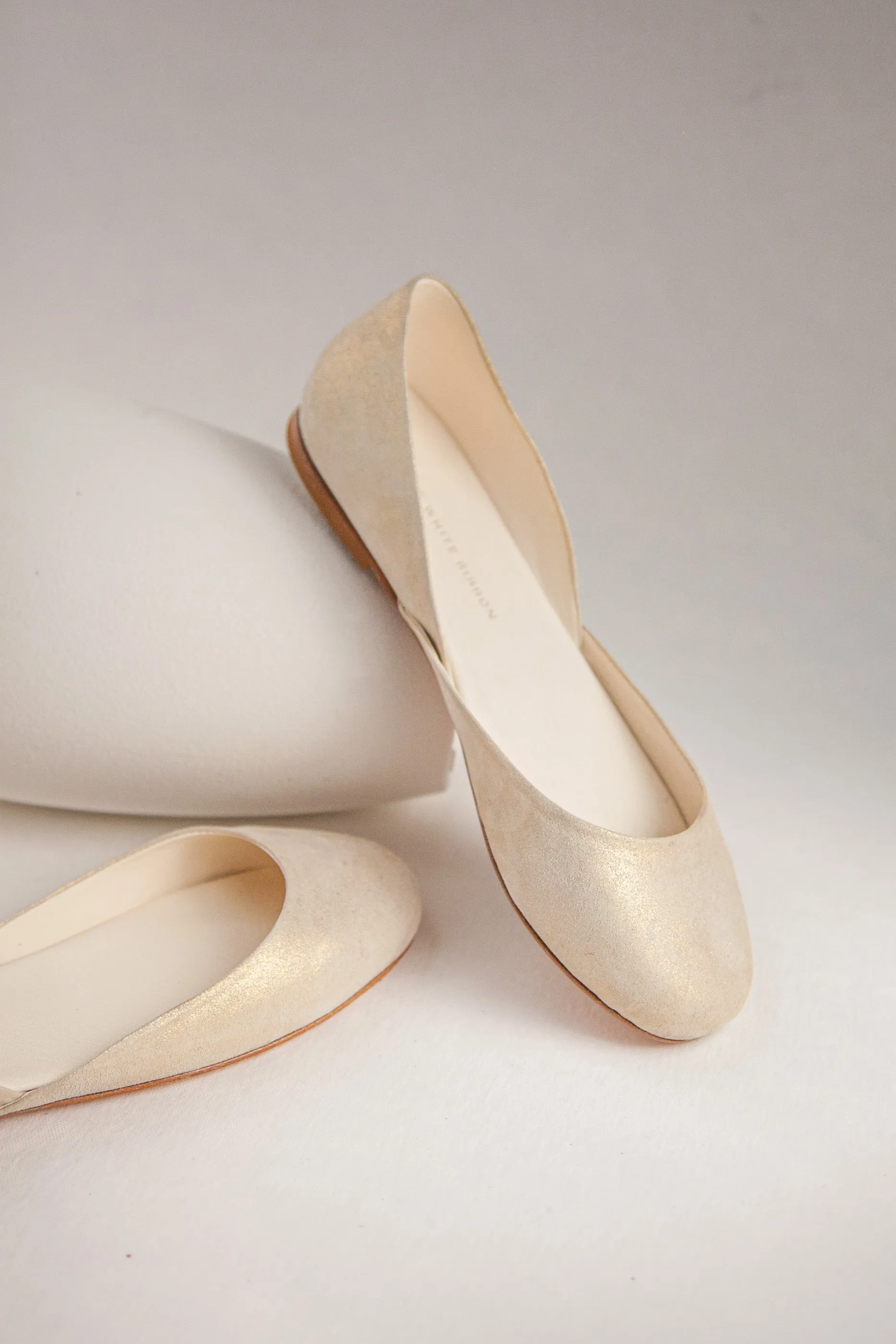 Thea White Gold Ballet Flats