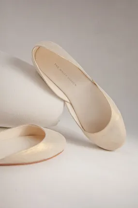 Thea White Gold Ballet Flats