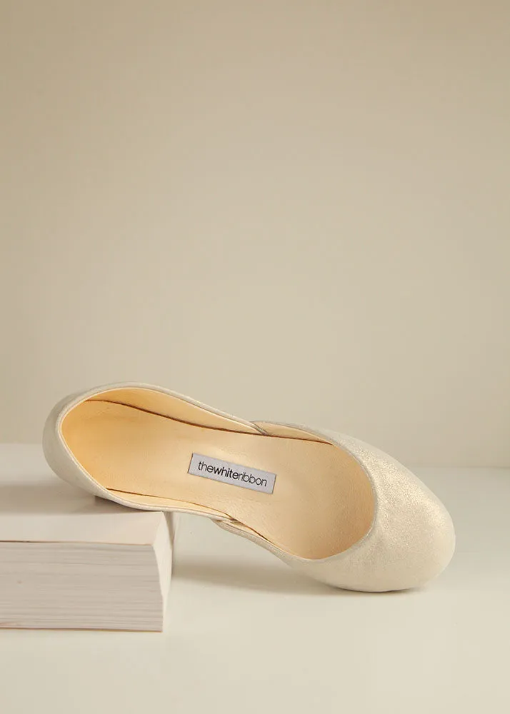 Thea White Gold Ballet Flats