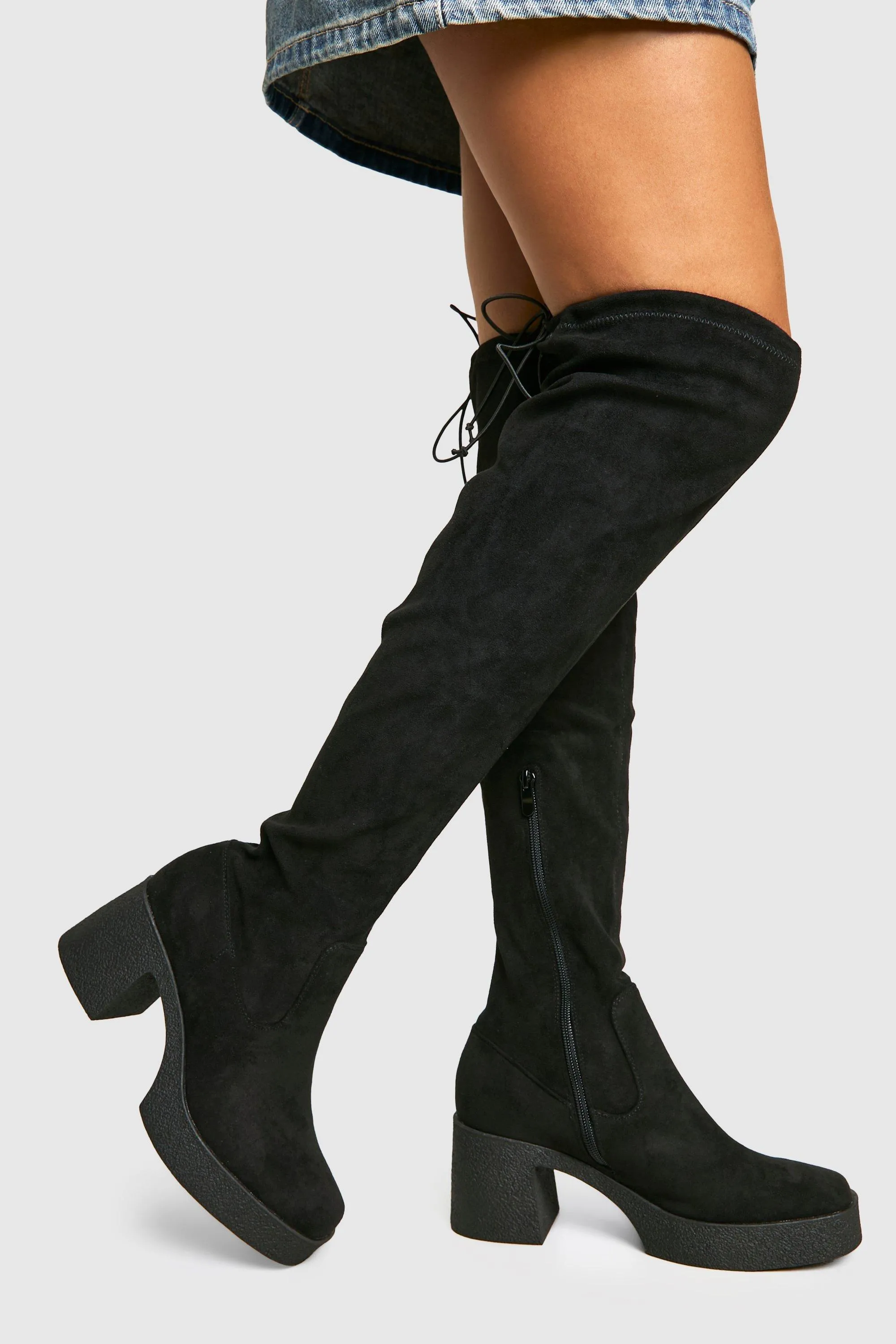 Tie Detail Over The Knee Boots