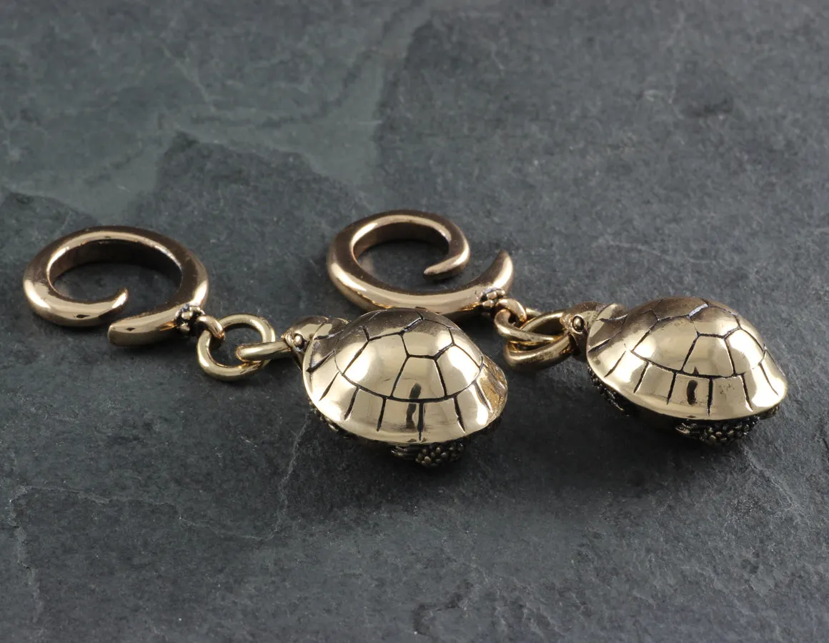 Turtle Spiral Earrings - Bronze