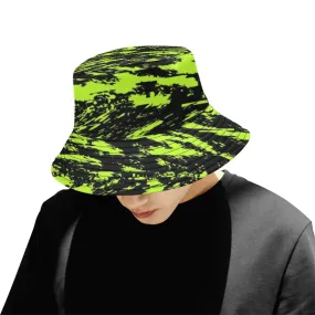 UV Blacklight Reactive Black Lime Bolt Glitch Bucket Hat