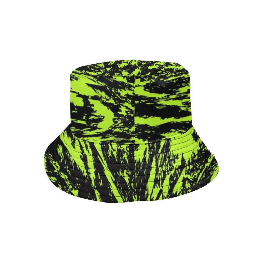 UV Blacklight Reactive Black Lime Bolt Glitch Bucket Hat