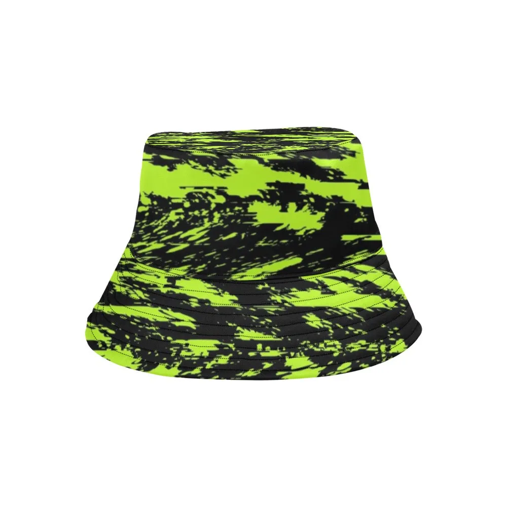 UV Blacklight Reactive Black Lime Bolt Glitch Bucket Hat