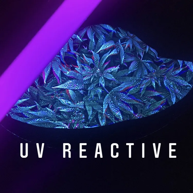 UV Reactive Weed Print Bucket Hat | Trippy Design