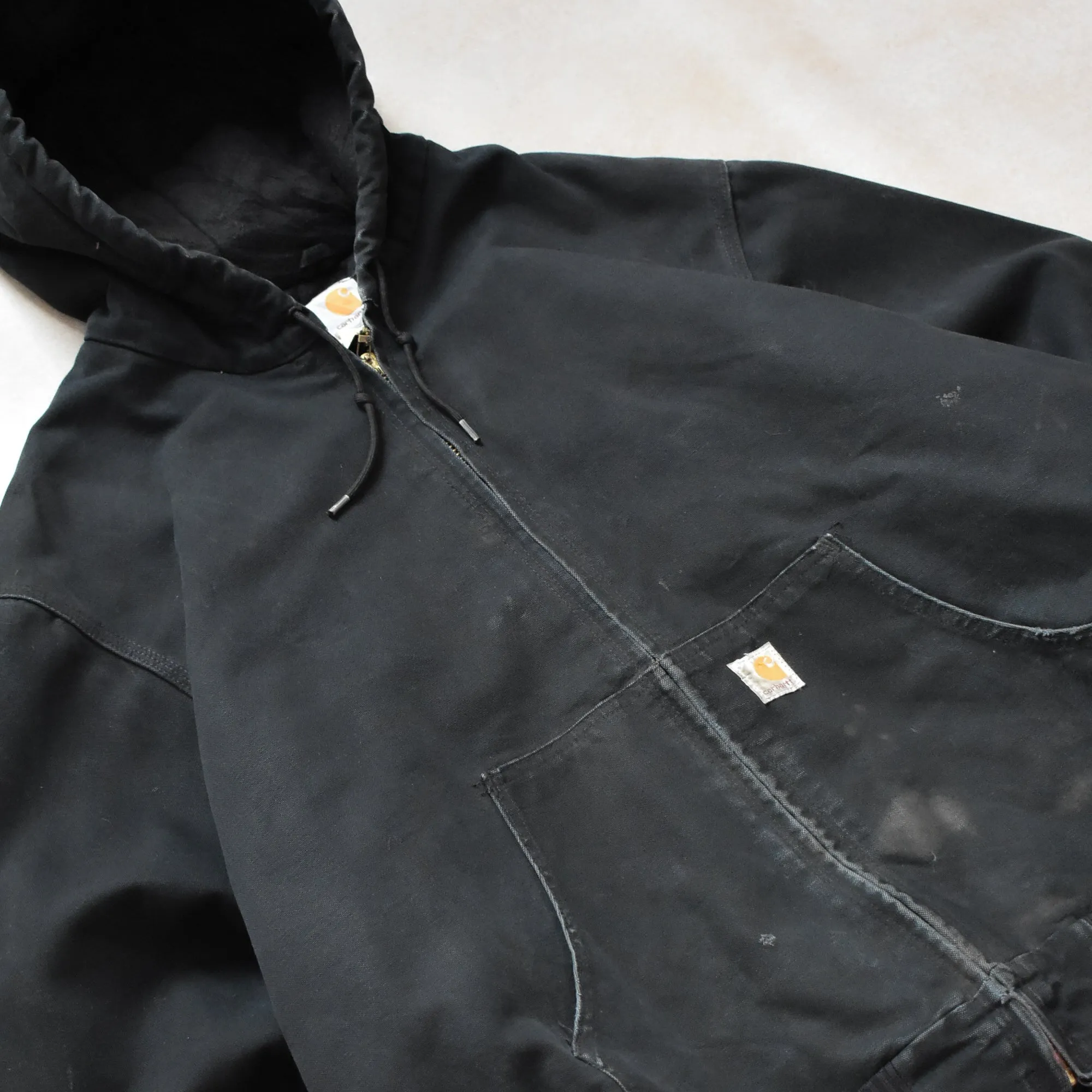 Vintage Carhartt Black Active Hoodie Jacket - XL