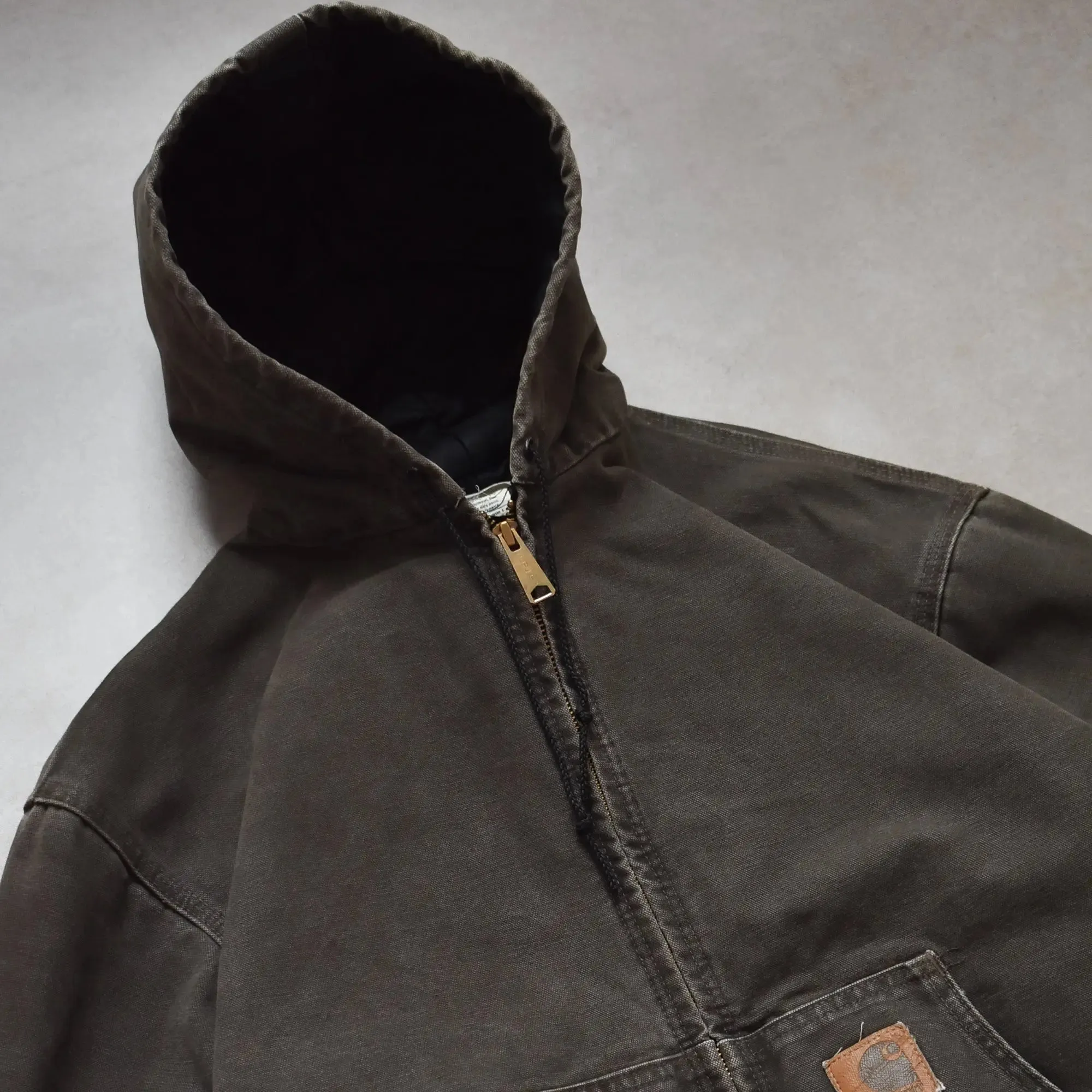 Vintage Carhartt Brown Active Hoodie Jacket - L