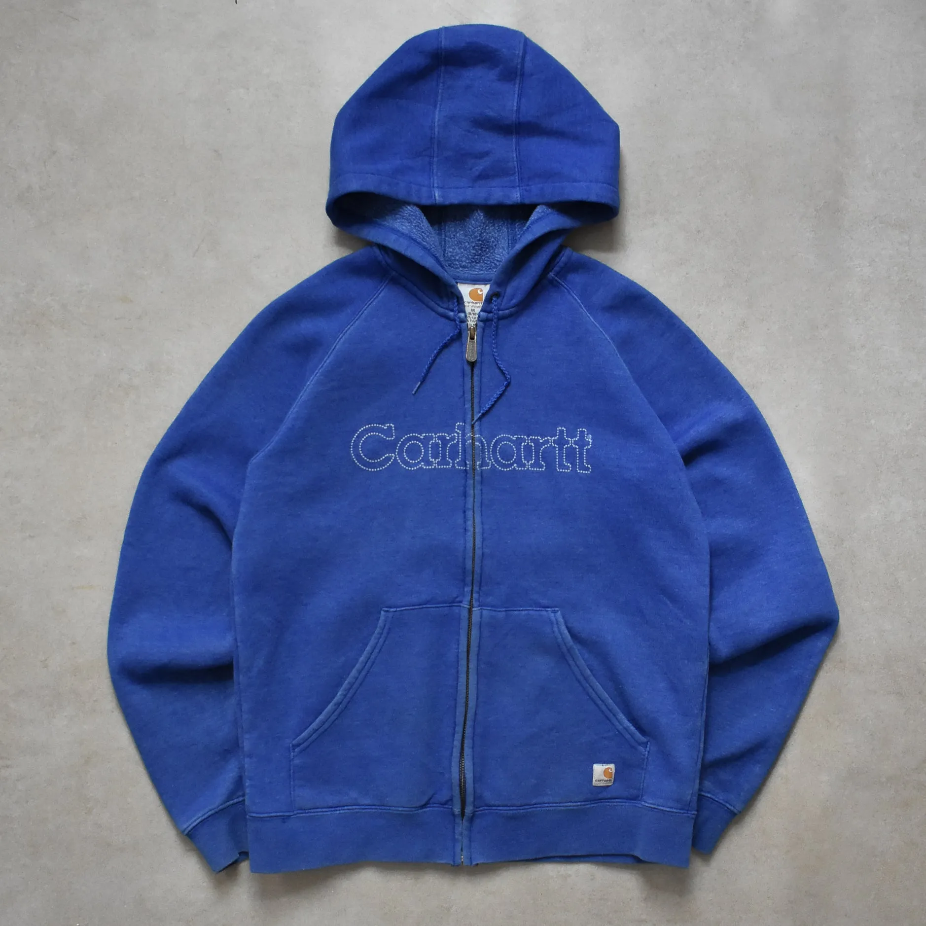 Vintage Carhartt Embroidered Blue Hoodie Jacket - S