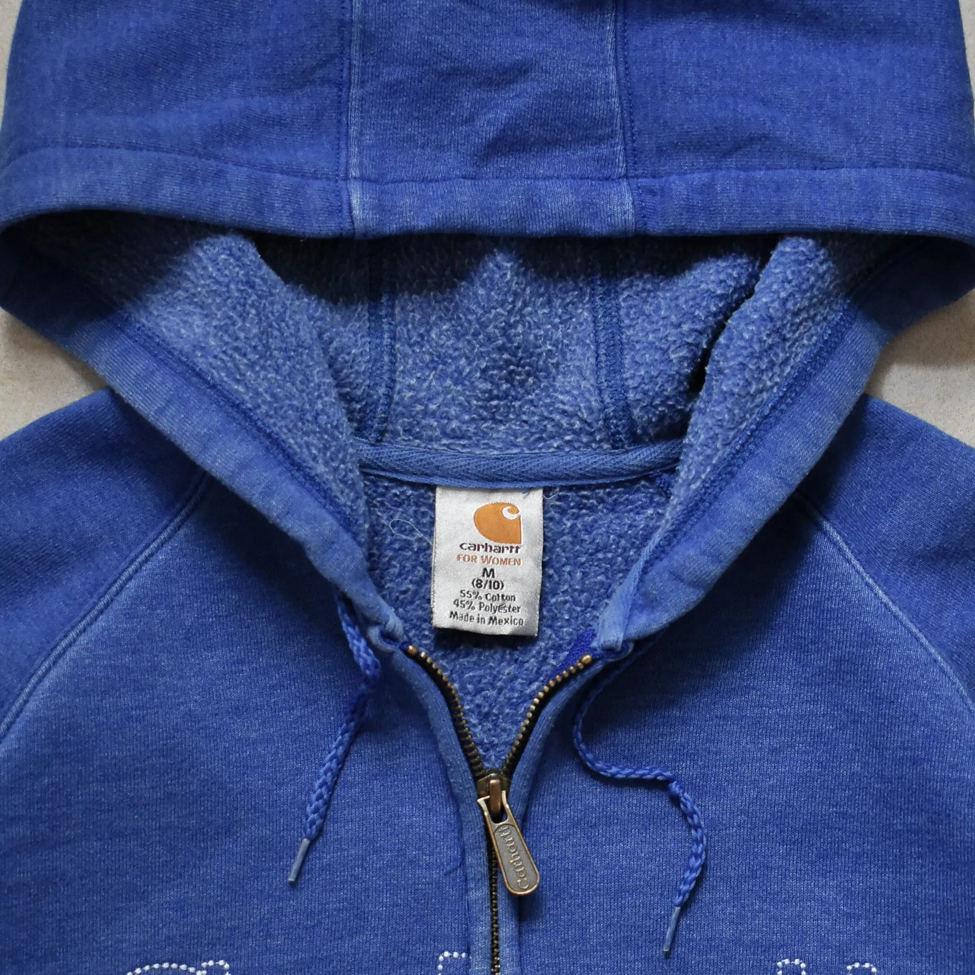 Vintage Carhartt Embroidered Blue Hoodie Jacket - S