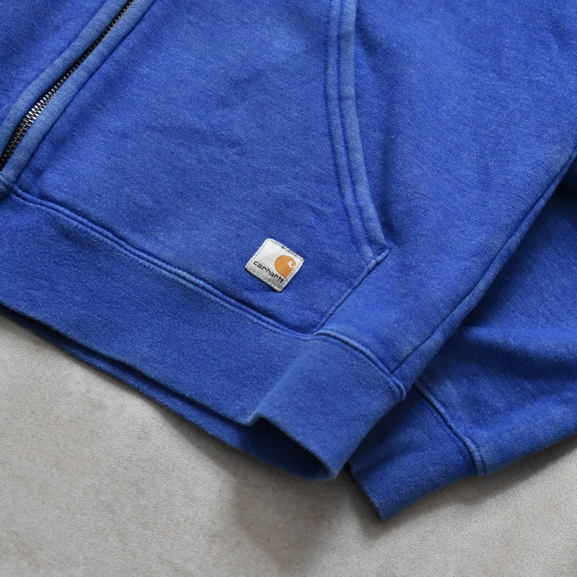 Vintage Carhartt Embroidered Blue Hoodie Jacket - S