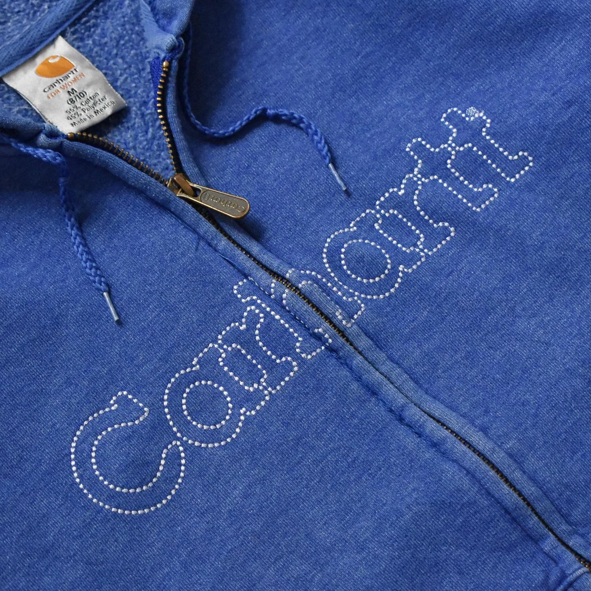 Vintage Carhartt Embroidered Blue Hoodie Jacket - S