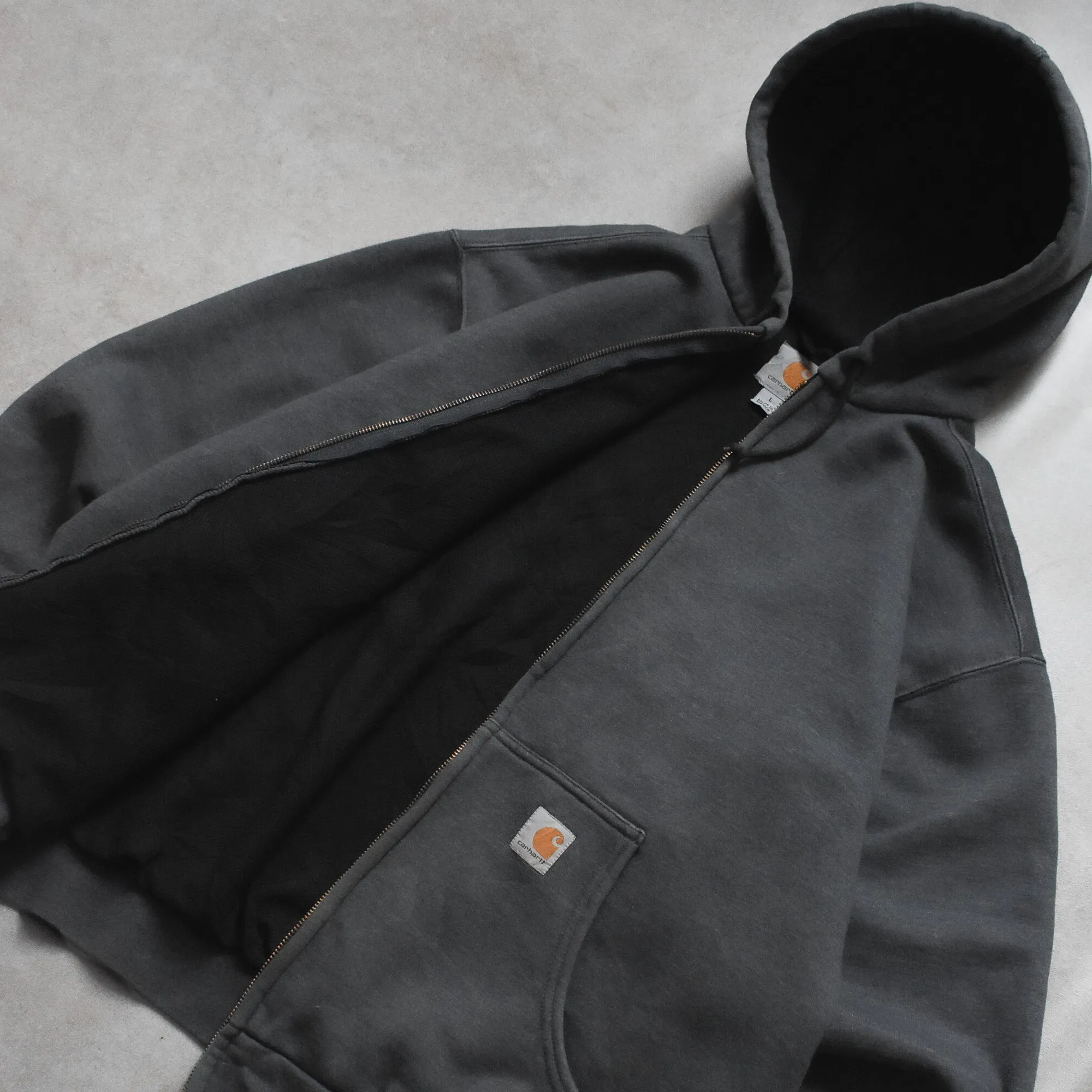 Vintage Carhartt Grey Fleece Hoodie - L