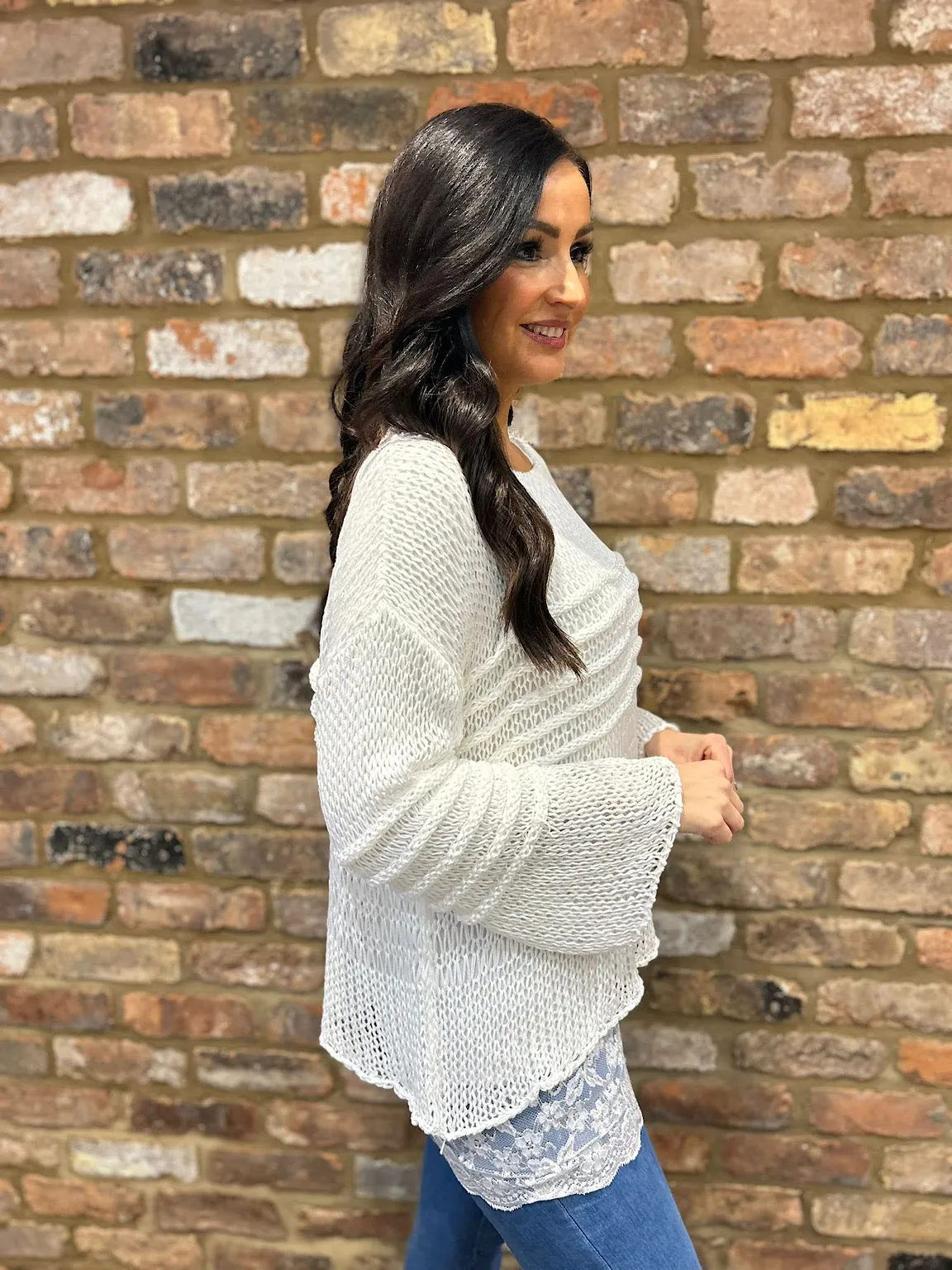 White Loose Knit Jumper JoJo