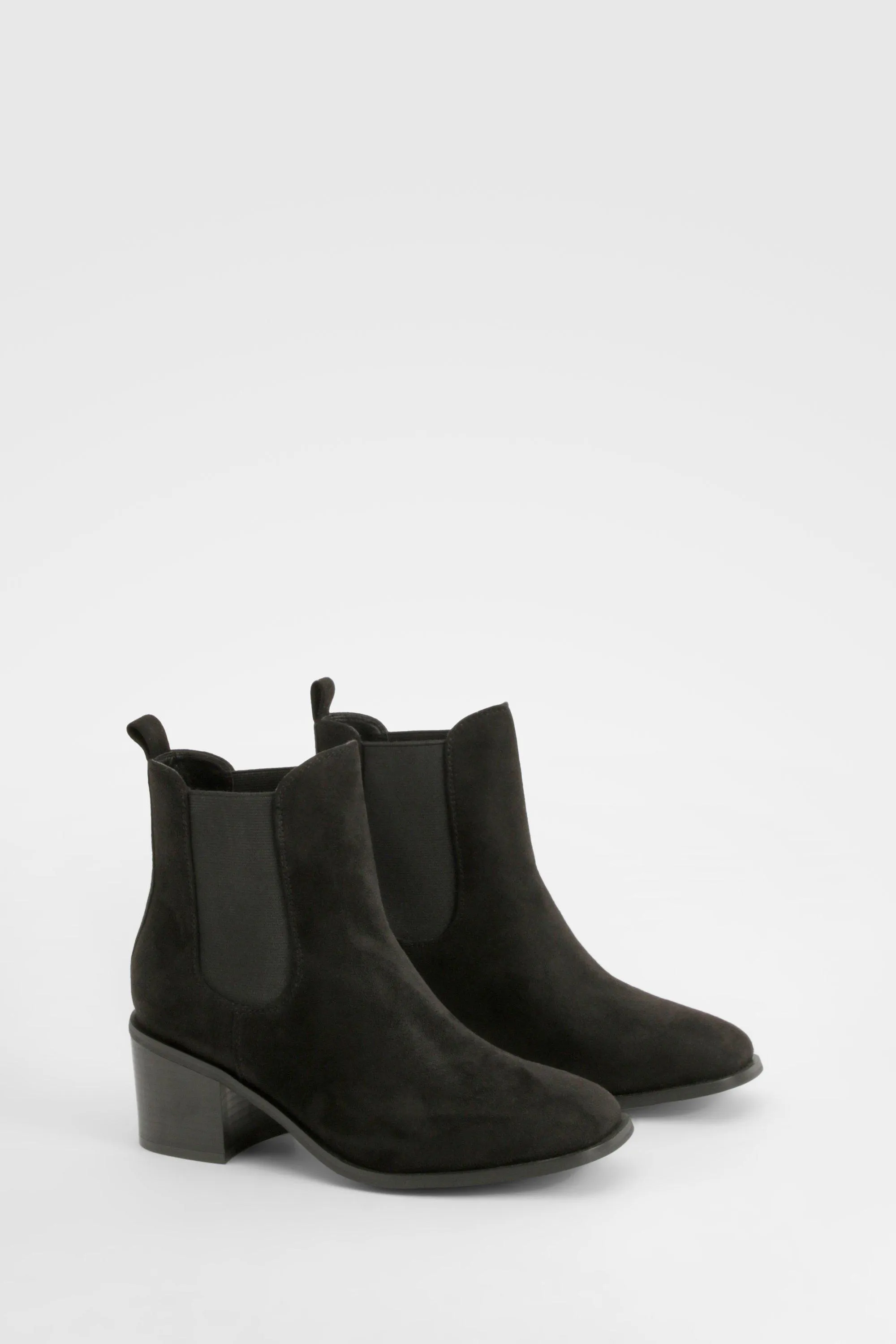 Wide Fit Panel Detail Low Block Heeled Shoe Boots