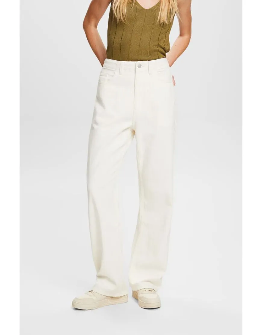 Wide leg white twill pants