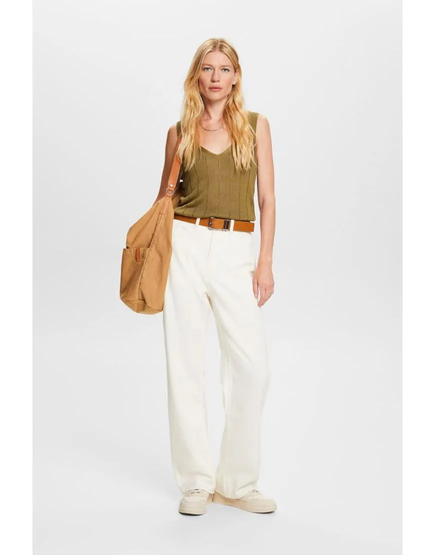 Wide leg white twill pants