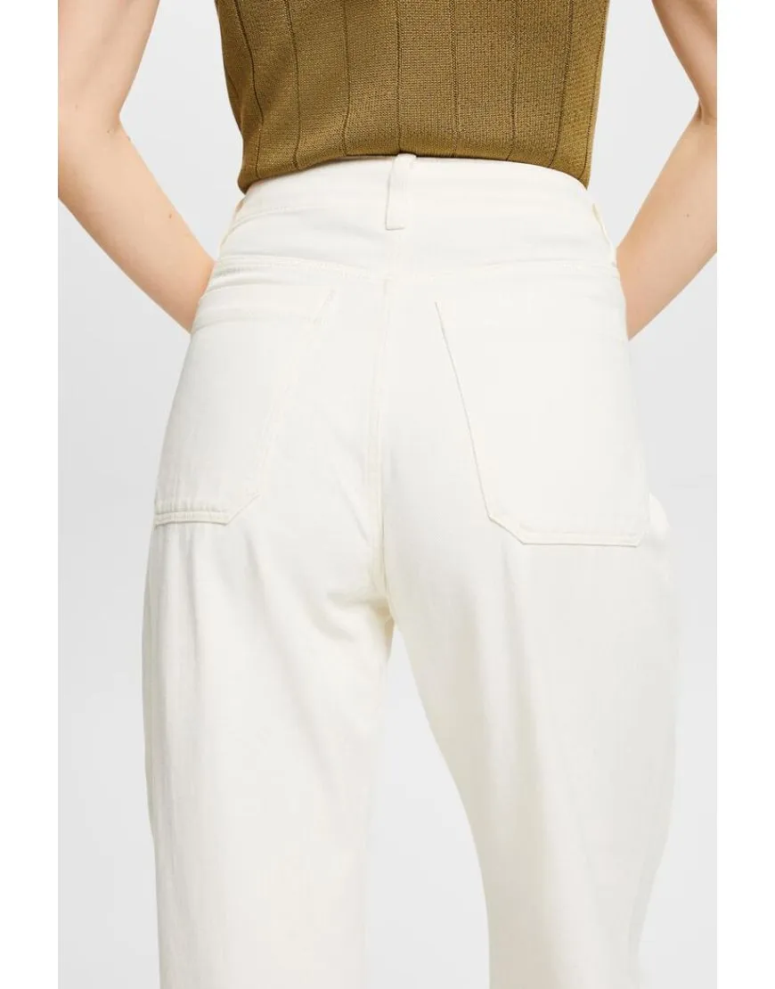 Wide leg white twill pants