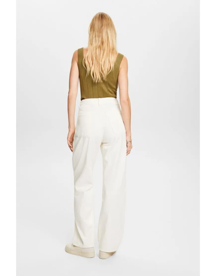 Wide leg white twill pants