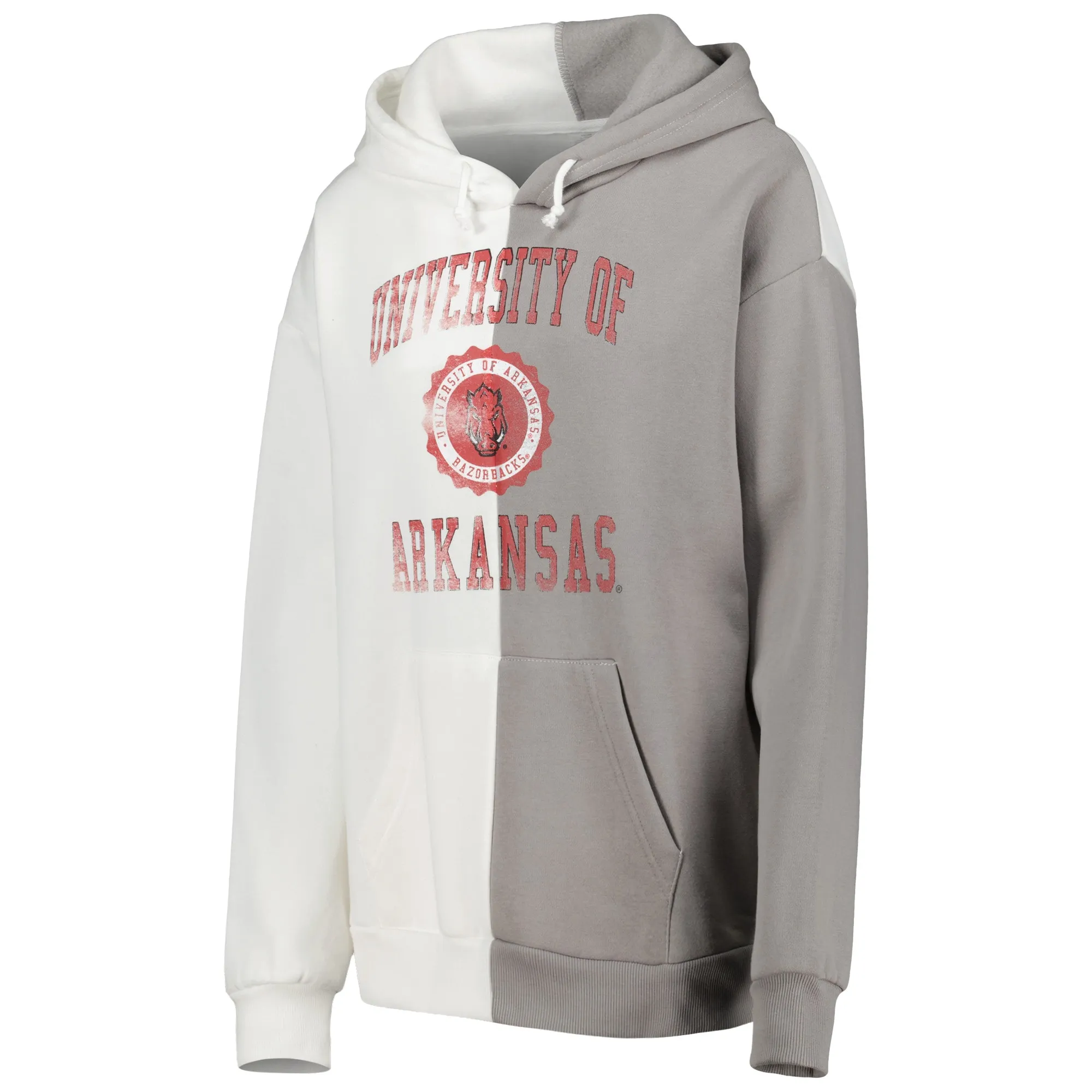 Women's Gameday Couture Gray/White Arkansas Razorbacks Split Pullover Hoodie