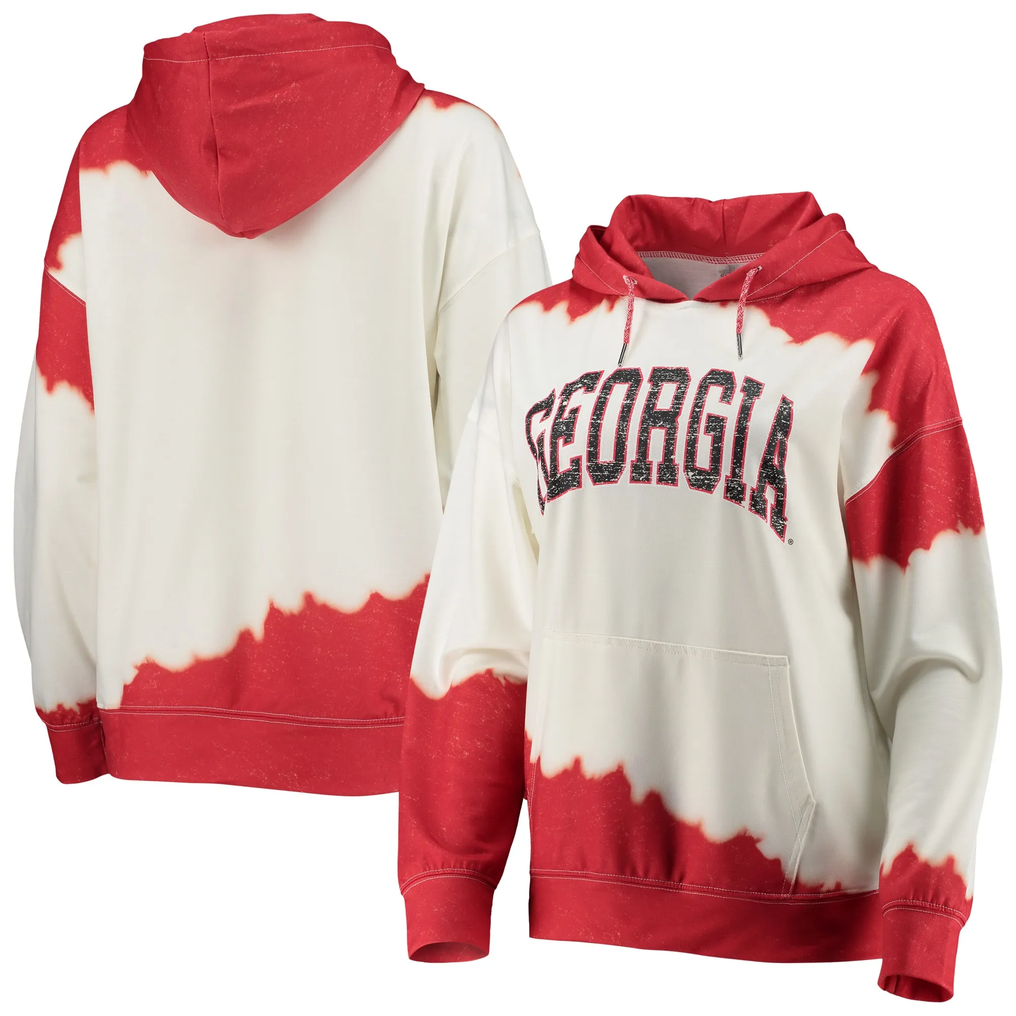 Women's Gameday Couture White/Red Georgia Bulldogs For the Fun Double Dip-Dyed Pullover Hoodie