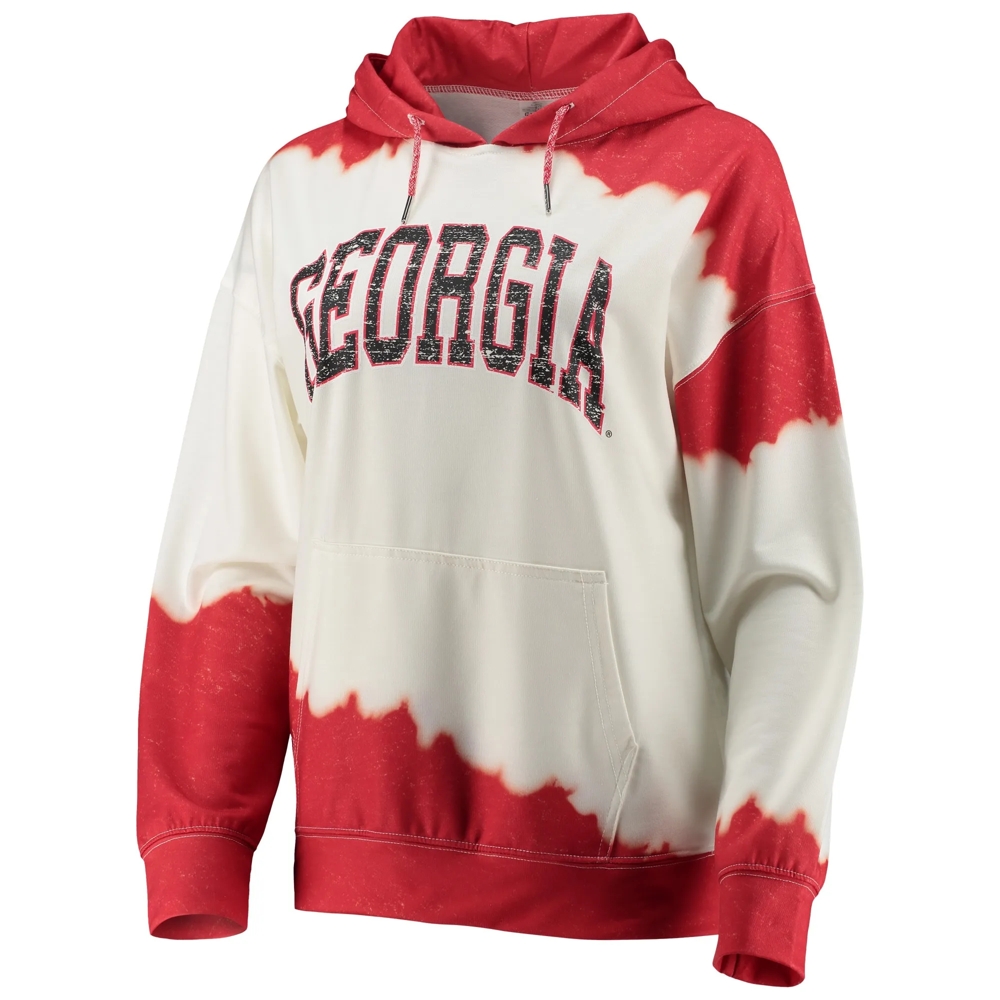 Women's Gameday Couture White/Red Georgia Bulldogs For the Fun Double Dip-Dyed Pullover Hoodie