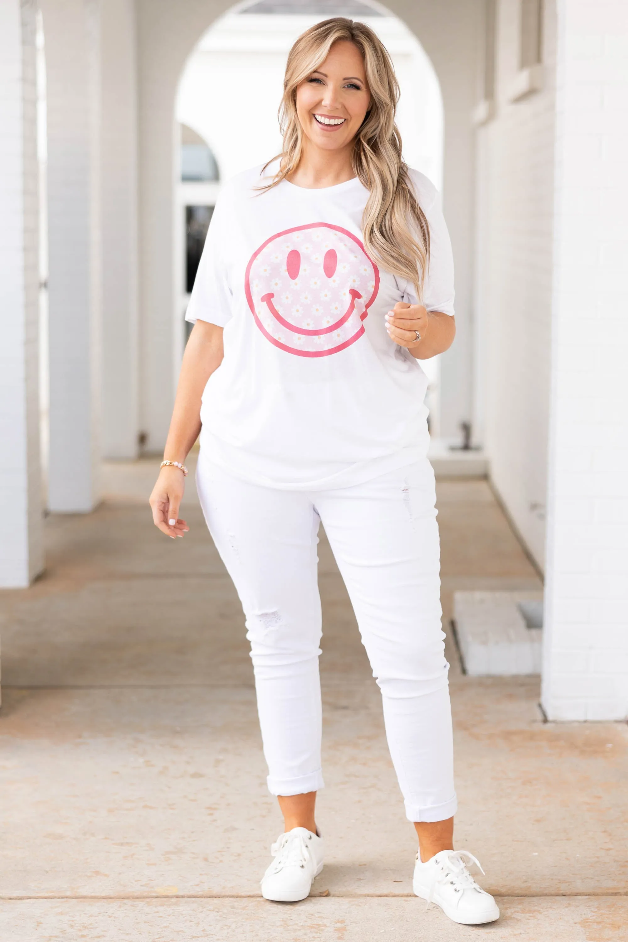 Worry Less Smile More White T-Shirt