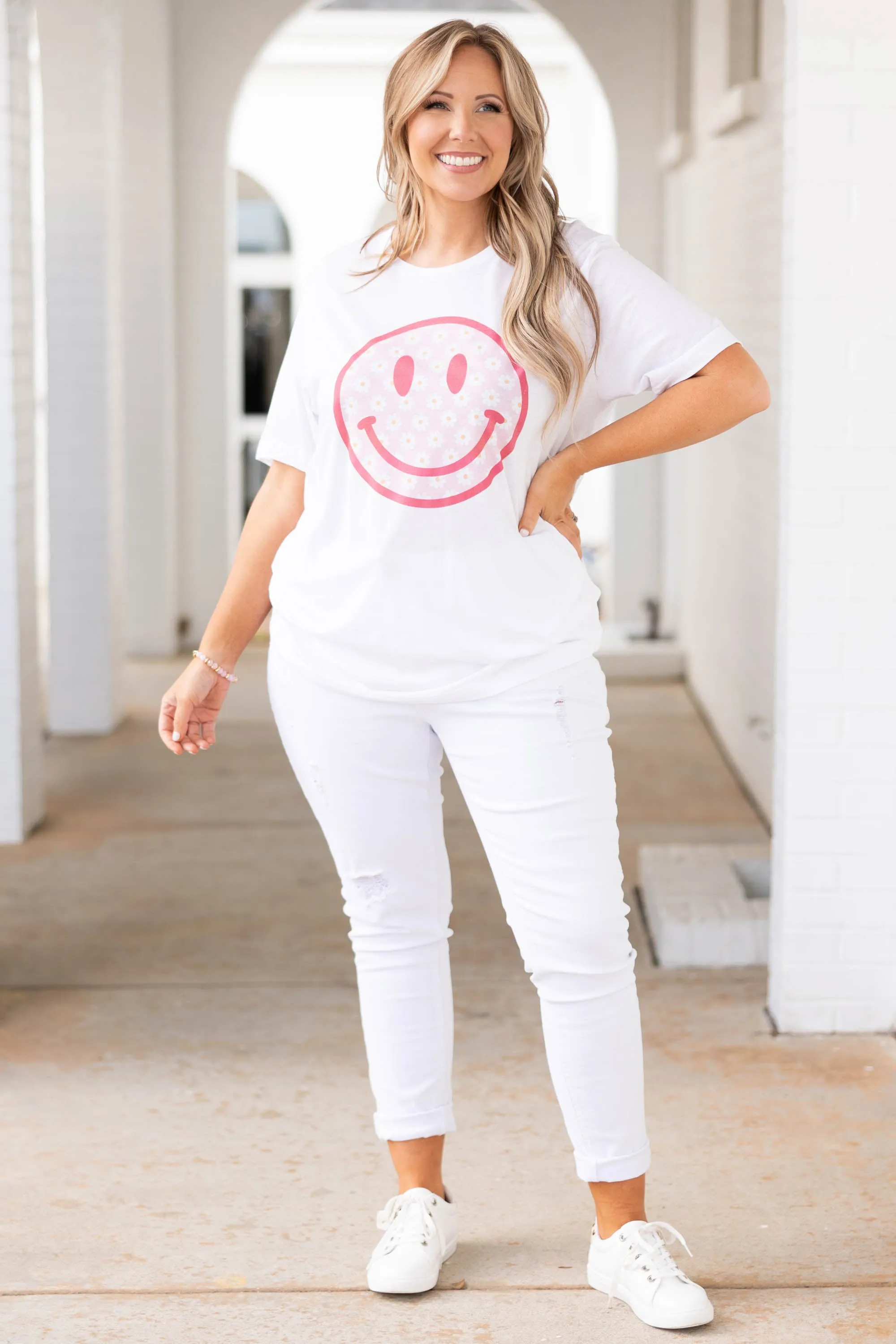 Worry Less Smile More White T-Shirt