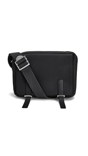 XS Military Messenger Bag in Soft Grained Calfskin - Black