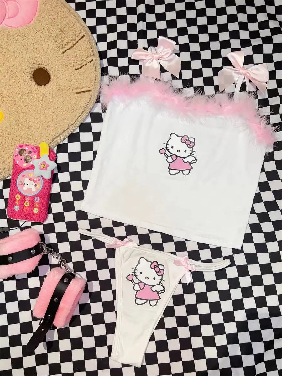 y2k white hello kitty vest by11302