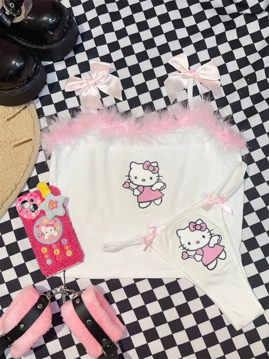 y2k white hello kitty vest by11302