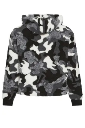 YOURS Curve Gray Camo Print Cropped Fleece Hoodie for sale