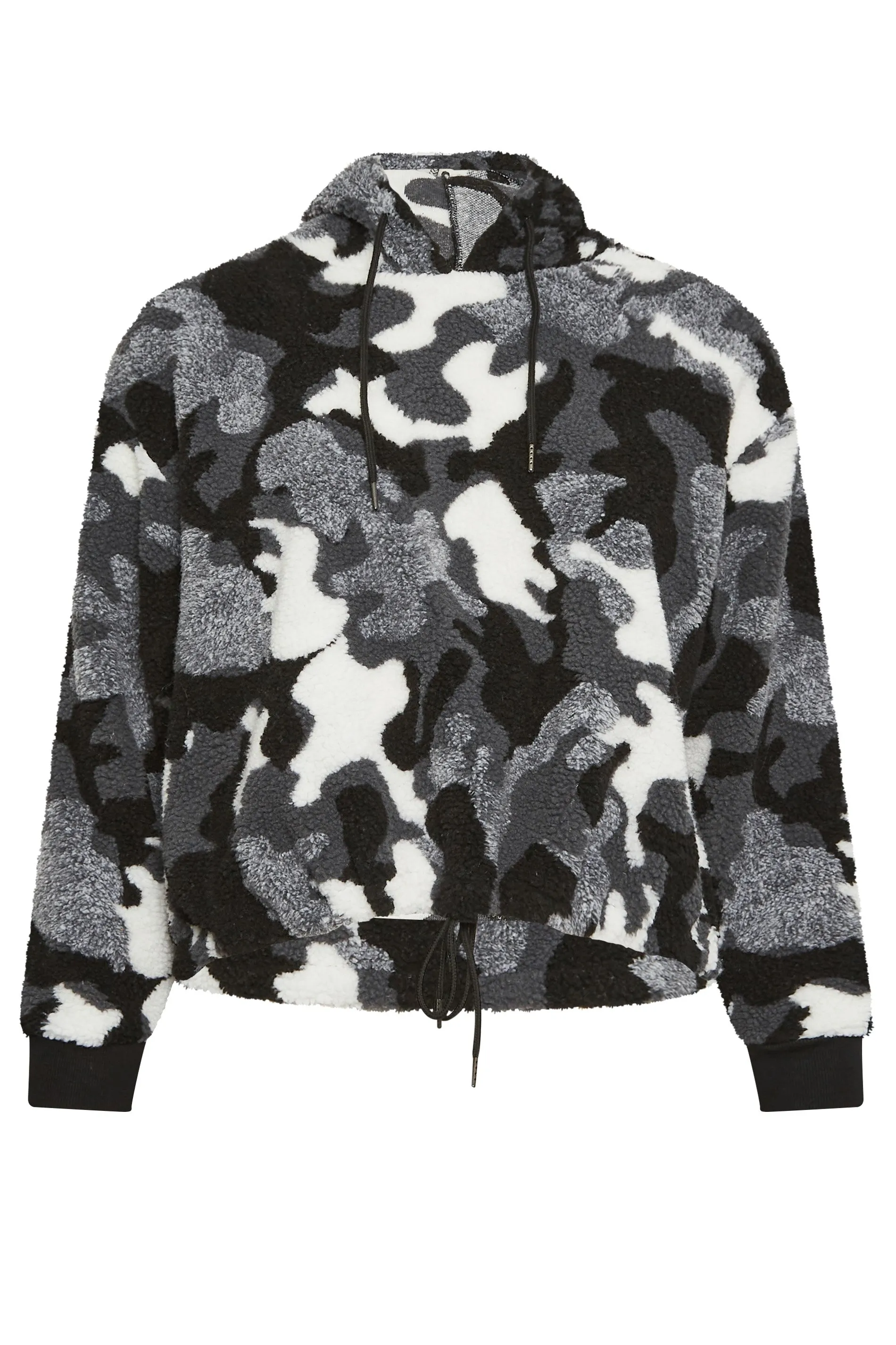 YOURS Curve Gray Camo Print Cropped Fleece Hoodie for sale