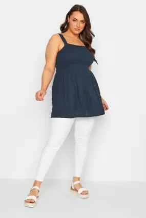 YOURS Curve Navy Blue Crinkle Vest Top